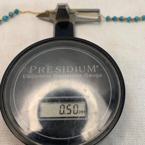 Gold Over Sterling Silver 925 Necklace w/ Turquoise Gold Bead Sections 36" Long - Picture 8 of 11